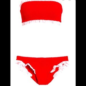 Hunza G Tracey red ruffle 2-piece